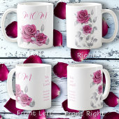 Mug Rose Rose Clair Feuilles d'Argent 'Vous êtes aimée