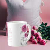 Mug Rose Rose Clair Feuilles d'Argent 'Vous êtes aimée