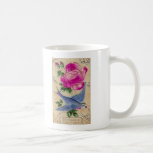 Mug Rose rose d'oiseau bleu