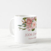 Mug Rose Rose Gold Womans 100e anniversaire fête cadea (Devant gauche)
