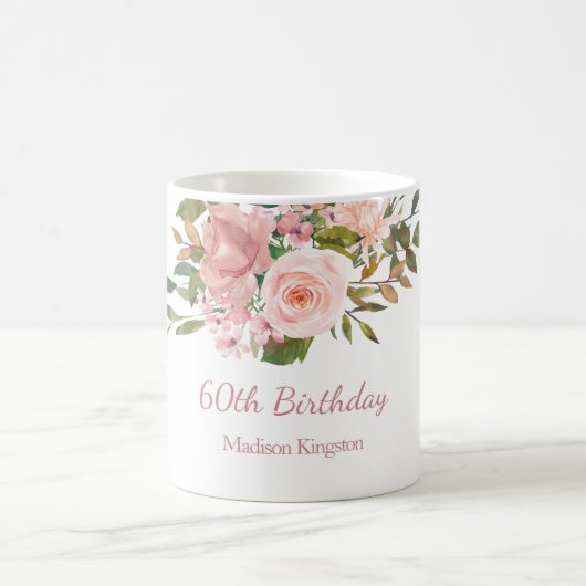 Mug Rose Rose Gold Womans 60e anniversaire fête cadeau (Centre)