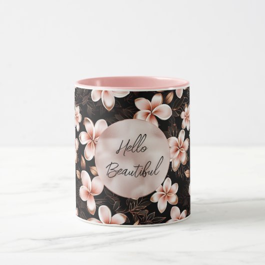 Mug Rose rose noire noire noire Floral or (Centre)