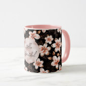 Mug Rose rose noire noire noire Floral or (Devant droit)