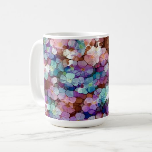 Mug Rose Rose Or Turquoise Mosaïque Millefiori Fleurs (Devant gauche)