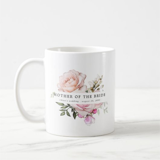 Mug Rose rose pâle mère florale de la mariée (Gauche)