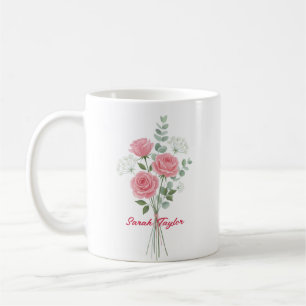 Mug Rose Rose Personnalisée Fleur de Naissance Rose Ro