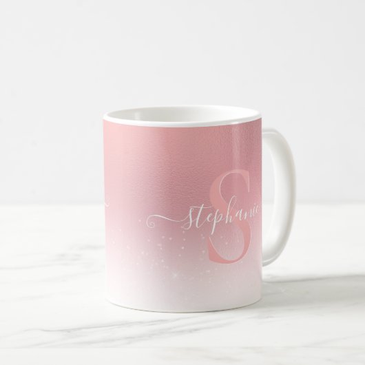 Mug Rose rose Shimmer Parties scintillant fille Monogr (Devant droit)