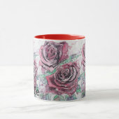 Mug Rose Rouge Aquarelle florale Art Peinture Femmes (Centre)