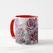 Mug Rose Rouge Aquarelle florale Art Peinture Femmes (Devant gauche)