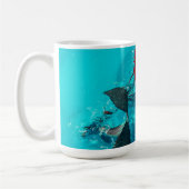 Mug  Rose rouge avec arrière - plan bleu (Gauche)