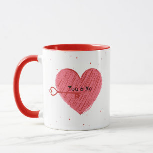 Mug Rose Rouge Coeur Script mignonne Jour des Valentin