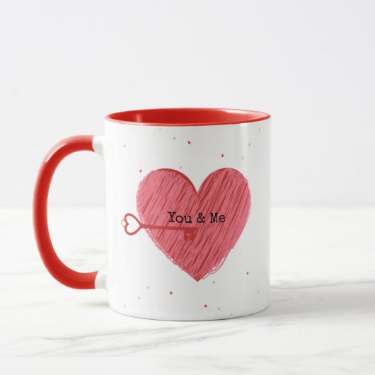 Mug Rose Rouge Coeur Script mignonne Jour des Valentin (Gauche)