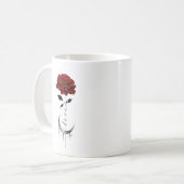 Mug Rose rouge de style tatouage et lune de croissant  (Devant gauche)