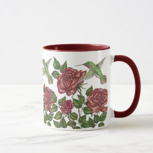 Mug Rose rouge et colibri