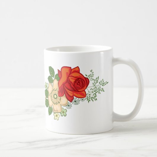Mug Rose rouge et marguerites (Droite)