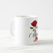 Mug Rose rouge et pétale (Devant gauche)