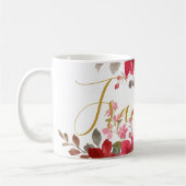 Mug Rose Rouge Floral Aquarelle Script Ajouter Votre N (Gauche)