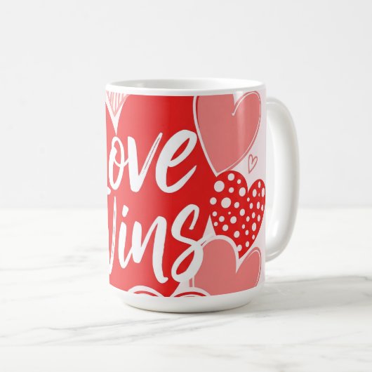 Mug Rose rouge gras "L'amour est la réponse" Tee graph (Devant droit)