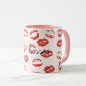 Mug Rose rouge lèvres Kiss (Devant droit)