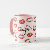 Mug Rose rouge lèvres Kiss (Devant gauche)