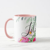 Mug Rose Rouge Pastel Fleurs Aquarelle Floral Ajouter  (Gauche)
