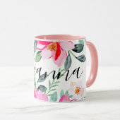 Mug Rose Rouge Pastel Fleurs Aquarelle Floral Ajouter  (Devant droit)