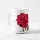 Mug Rose rouge peinte à la main (Devant gauche)