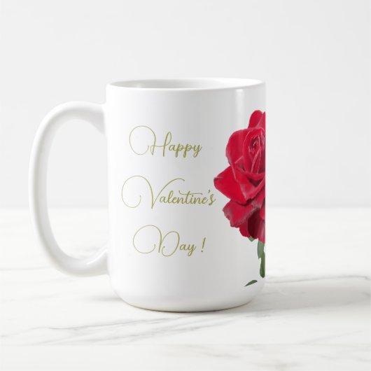 Mug Rose rouge peinte à la main (Gauche)