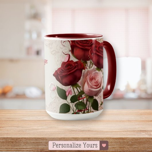 Mug Rose rouge personnalisée