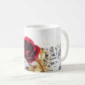 Mug Rose rouge romantique et dentelle blanche (Devant droit)