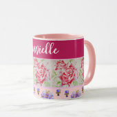 Mug Rose rouge Rose Aquarelle rose Chic Shabby (Devant droit)