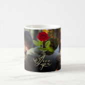 Mug Rose Rouge Saint-Valentin Calligraphie Photo Moder (Centre)