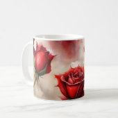 Mug Rose rouge Saint-Valentin ou Merci (Devant gauche)