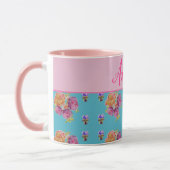 Mug Rose rouge Shabby Chic Aqua Turquoise Floral Flowe (Gauche)