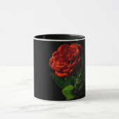 Mug Rose rouge sur Floral noir (Centre)