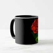 Mug Rose rouge sur Floral noir (Devant gauche)