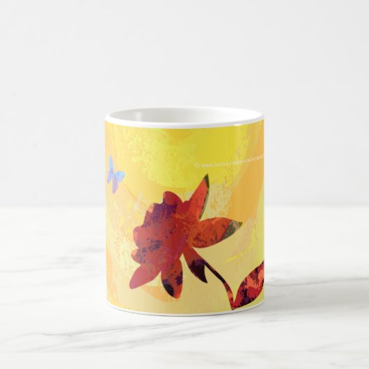 Mug Rose rouge sur jaune (Centre)