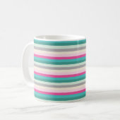 Mug Rose sarcelle et rayures grises (Devant gauche)