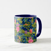 Mug Rose sauvage, arrière - plan bleu, rose sauvage, r (Devant droit)