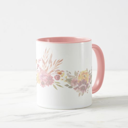 Mug Rose simple Moderne fleurs florales roses pour ell (Devant droit)