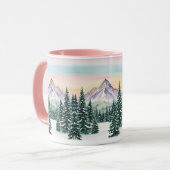 Mug rose simple Moderne xapier pin neige Aurora (Devant gauche)
