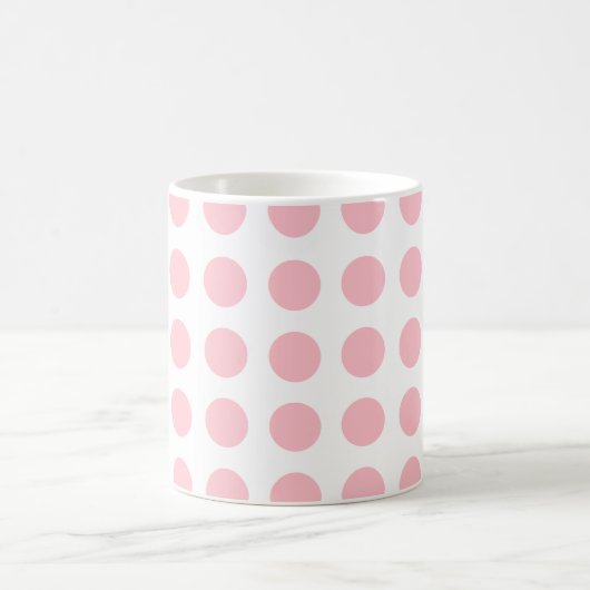 Mug Rose sur blanc Grand format Pois horizontaux (Centre)