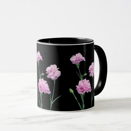 Mug Rose sur noir (Devant droit)