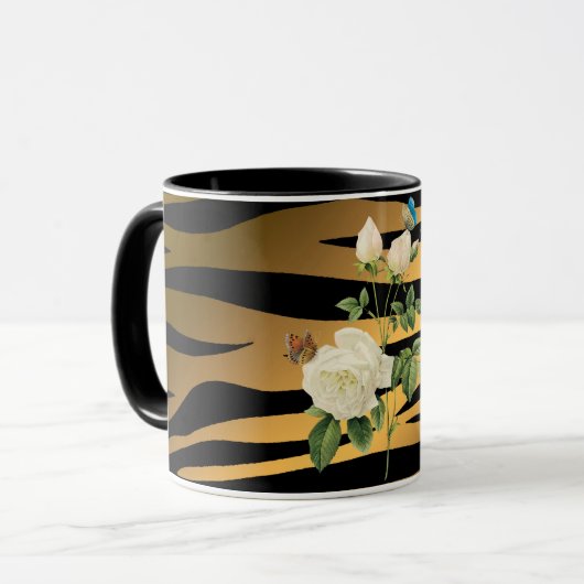 Mug Rose Tigar de luxe moderne Black Gold (Devant gauche)