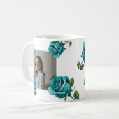 Mug Rose Turquoise moderne Monogram Custom Mom (Devant gauche)