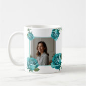 Mug Rose Turquoise moderne Monogram Custom Mom (Gauche)