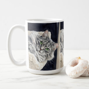 Mug Rose un chat aux yeux verts saisissants
