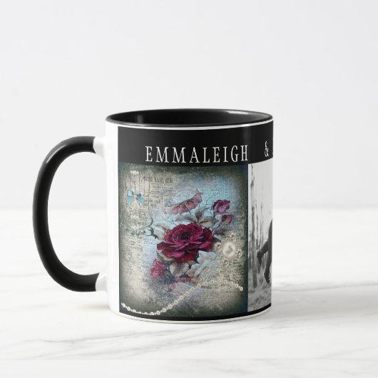 Mug Rose victorien Ephemera Monogramme (Gauche)
