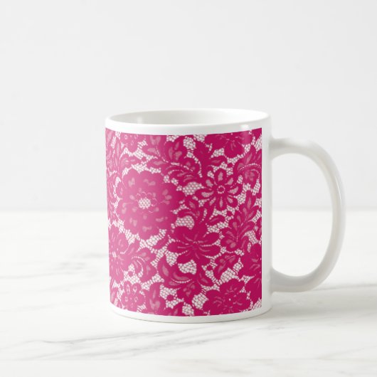 Mug Rose vif en dentelle (Droite)
