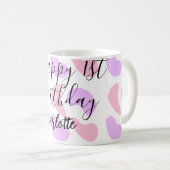 Mug Rose violet abstrait formes heureux 1er anniversai (Devant droit)